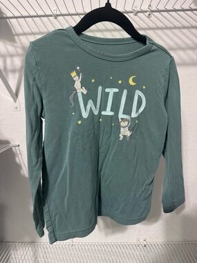 Little Sleepies Green 'WILD' Long Sleeve Tee with Moon & Stars